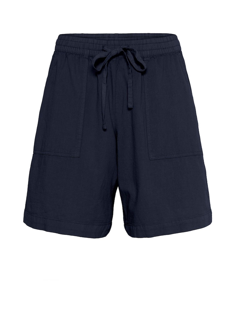 Kaffe Blue KAnaya Wide Legs Elastic Waist 100% Cotton Shorts - Image 1 of 2