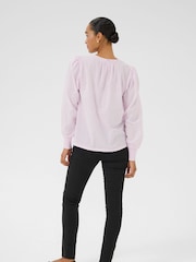 Kaffe Pink KAroca Long Sleeve Swiss Dot 100% Cotton Blouse - Image 3 of 5