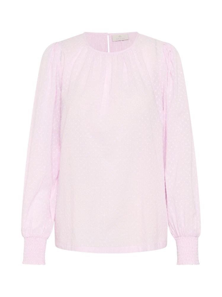 Kaffe Pink KAroca Long Sleeve Swiss Dot 100% Cotton Blouse - Image 4 of 5