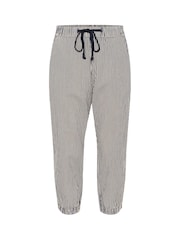 Kaffe KAnaya Striped Cropped Capri 100% Cotton Black Trousers - Image 5 of 6