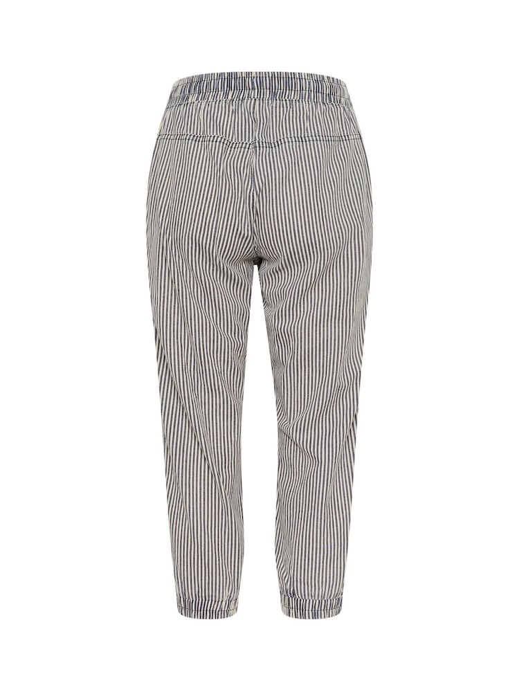 Kaffe KAnaya Striped Cropped Capri 100% Cotton Black Trousers - Image 6 of 6