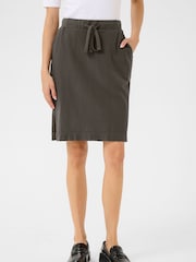 Kaffe Grey KAnaya Knee Length Elastic Waist 100% Cotton Skirt - Image 1 of 5