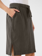 Kaffe Grey KAnaya Knee Length Elastic Waist 100% Cotton Skirt - Image 3 of 5