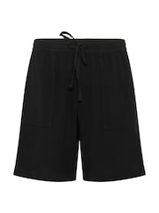 Kaffe KAnaya Wide Legs Elastic Waist 100% Cotton Black Shorts - Image 4 of 5