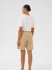 Kaffe Natural KAnaya Wide Legs Elastic Waist 100% Cotton Shorts - Image 2 of 5