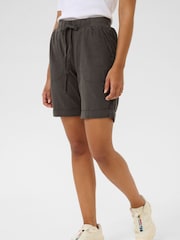 Kaffe Grey KAnaya Elastic Waist Casual 100% Cotton Shorts - Image 1 of 5