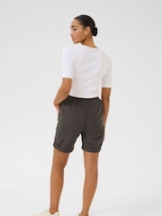 Kaffe Grey KAnaya Elastic Waist Casual 100% Cotton Shorts - Image 3 of 5