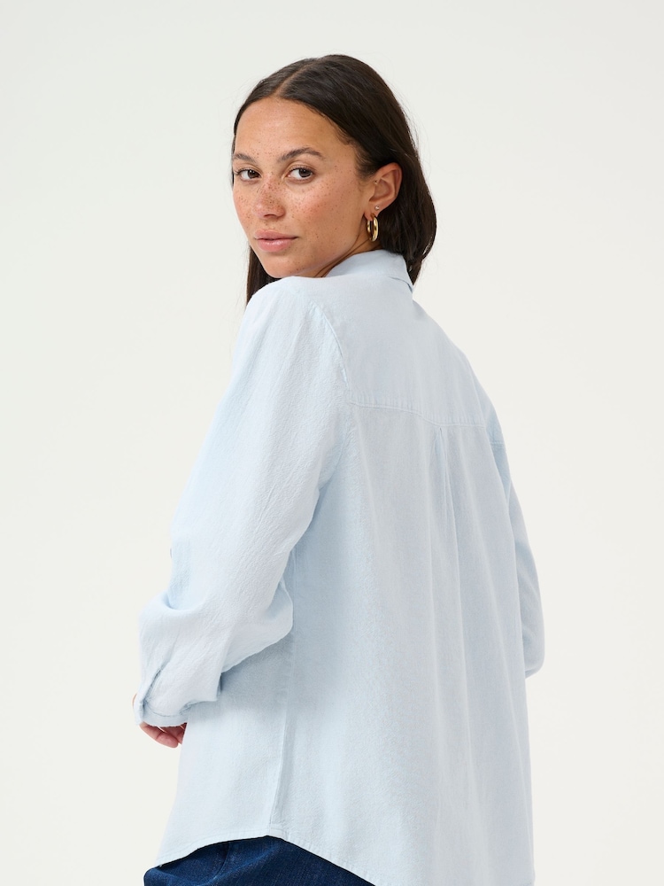 Kaffe Casual Fit Blue KAnaya Long Sleeve 100% Cotton Shirt - Image 2 of 5
