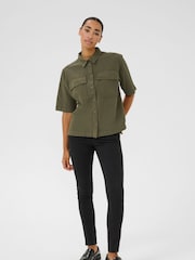 Kaffe Green KAnaya Short Sleeve 100% Cotton Pocket Shirt - Image 2 of 5