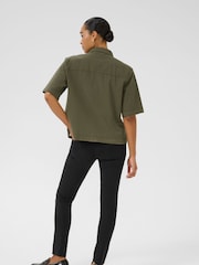 Kaffe Green KAnaya Short Sleeve 100% Cotton Pocket Shirt - Image 3 of 5