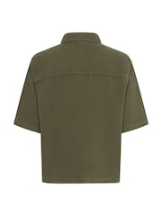 Kaffe Green KAnaya Short Sleeve 100% Cotton Pocket Shirt - Image 5 of 5