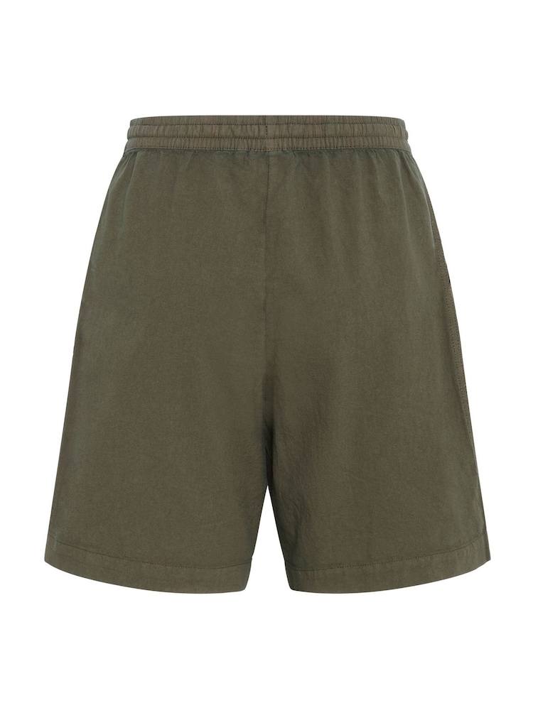 Kaffe Green KAnaya Wide Legs Elastic Waist 100% Cotton Shorts - Image 2 of 2