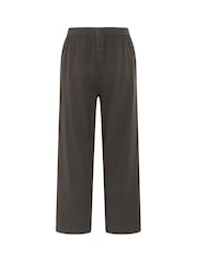 Kaffe Grey KAnaya Elastic Waist Cropped 100% Cotton Trousers - Image 5 of 5