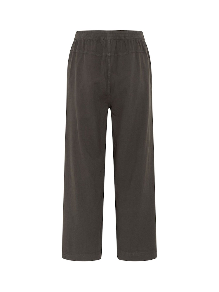 Kaffe Grey KAnaya Elastic Waist Cropped 100% Cotton Trousers - Image 5 of 5