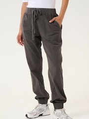 Kaffe Grey KAnaya Elastic Waist Casual 100% Cotton Trousers - Image 1 of 6