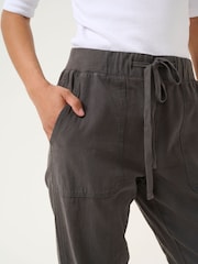 Kaffe Grey KAnaya Elastic Waist Casual 100% Cotton Trousers - Image 4 of 6