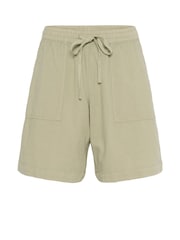 Kaffe Green KAnaya Wide Legs Elastic Waist 100% Cotton Shorts - Image 1 of 2