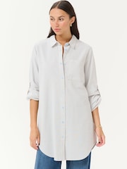 Kaffe Casual Fit KAnaya Striped 100% Cotton Tunic Blue Shirt - Image 1 of 5