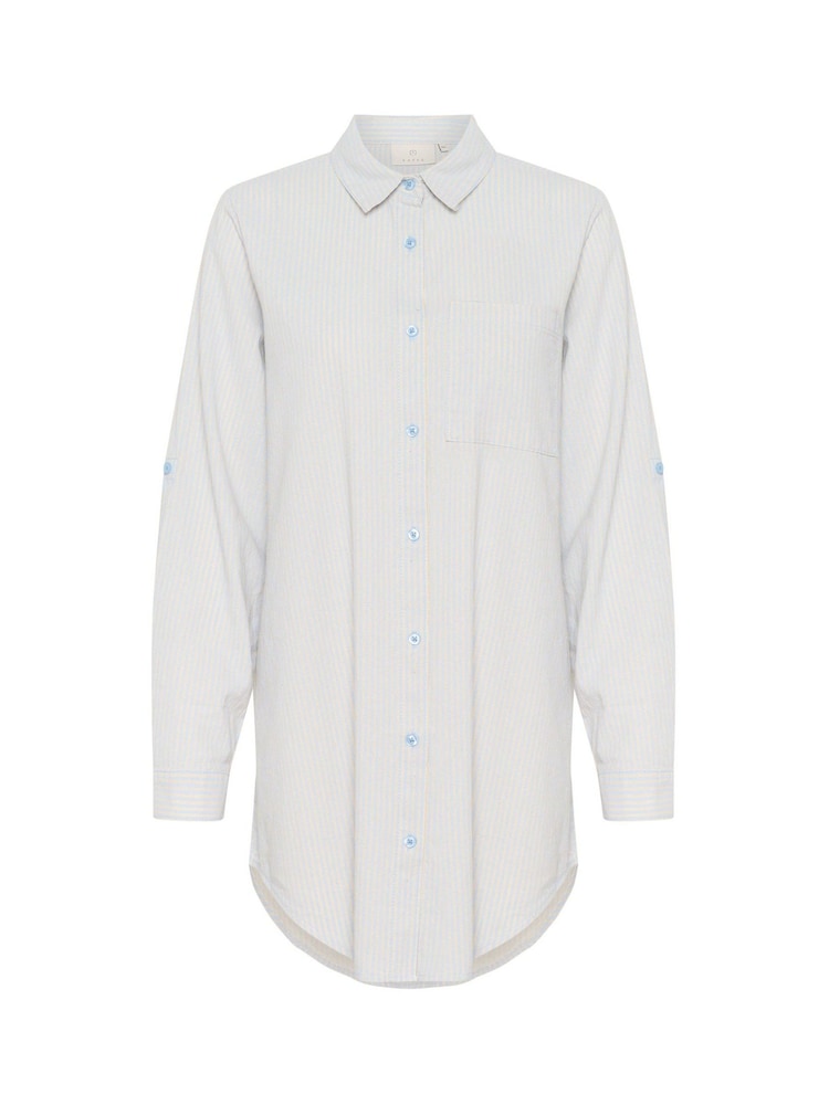 Kaffe Casual Fit KAnaya Striped 100% Cotton Tunic Blue Shirt - Image 5 of 5