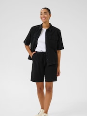 Kaffe KAnaya Short Sleeve Pocket 100% Cotton Black Shirt - Image 2 of 5