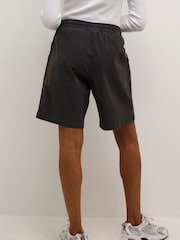 Kaffe Grey KAnaya Wide Legs Elastic Waist 100% Cotton Shorts - Image 2 of 7