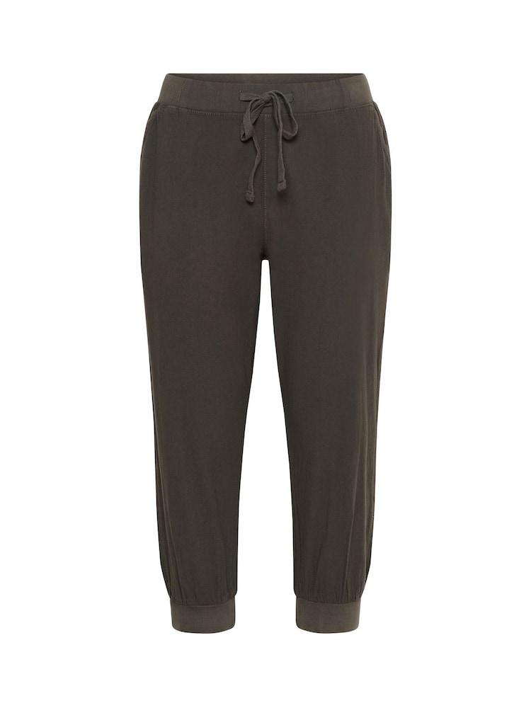 Kaffe Grey KAnaya Cropped Length Capri 100% Cotton Joggers - Image 1 of 2