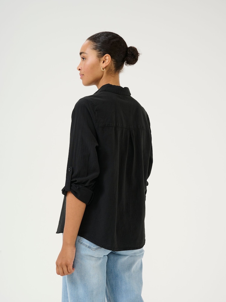 Kaffe Casual Fit KAnaya Long Sleeve 100% Cotton Black Shirt - Image 2 of 6