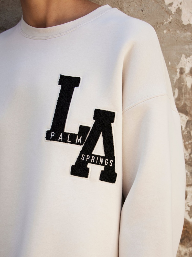 Mint Velvet Cream Cotton Blend Relaxed Glamour Logo Sweatshirt - Image 2 of 8 Mint Velvet Cream Cotton Blend Relaxed Glamour Logo Sweatshirt - Image 2 of 8