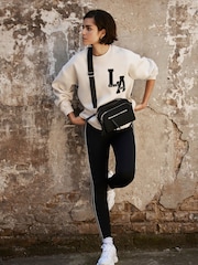 Mint Velvet Cream Cotton Blend Relaxed Glamour Logo Sweatshirt - Image 4 of 8