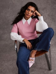 Mint Velvet Pink Wool Blend Knit Top - Image 1 of 8