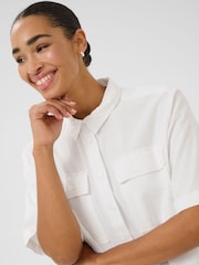 Kaffe KAnaya Short Sleeve 100% Cotton Pocket White Shirt - Image 3 of 5