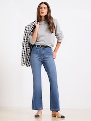 Lipsy Mid Wash Blue Kick Flare Leg Jeans - Image 1 of 5