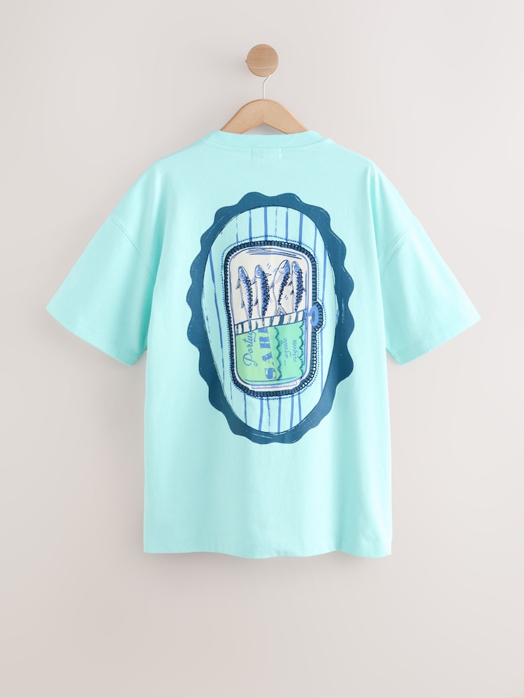 Blue Graphic Print Beach T-Shirt - Image 8 of 10