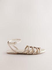 Goldfarbenes Leder - Forever Comfort® Soft Woven Strappy Sandals - Bild 4 von 9