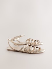 Goldfarbenes Leder - Forever Comfort® Soft Woven Strappy Sandals - Bild 5 von 9
