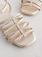Goldfarbenes Leder - Forever Comfort® Soft Woven Strappy Sandals - Bild 9 von 9