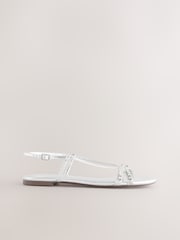 Silver Forever Comfort® Jewel Detail Strappy Flat Sandals - Image 4 of 8
