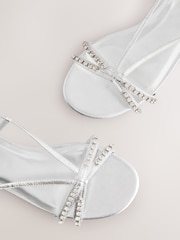 Silver Forever Comfort® Jewel Detail Strappy Flat Sandals - Image 5 of 8