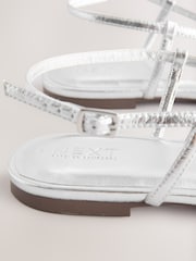 Silver Forever Comfort® Jewel Detail Strappy Flat Sandals - Image 6 of 8