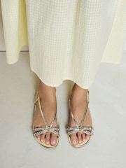 Gold Forever Comfort® Jewel Detail Strappy Flat Sandals - Image 3 of 8