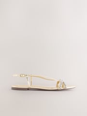 Gold Forever Comfort® Jewel Detail Strappy Flat Sandals - Image 4 of 8