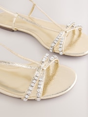 Gold Forever Comfort® Jewel Detail Strappy Flat Sandals - Image 5 of 8