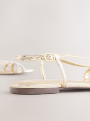 Gold Forever Comfort® Jewel Detail Strappy Flat Sandals - Image 7 of 8