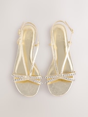Gold Forever Comfort® Jewel Detail Strappy Flat Sandals - Image 8 of 8