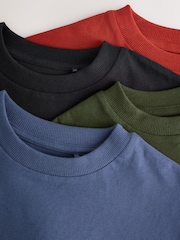 Blue/Rust/Khaki/Black Relaxed Fit Short Sleeve 100% Cotton T-Shirts 4 Pack (3-16yrs) - Image 7 of 10