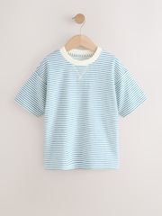 Blue/Tan/Stripe Relaxed Fit Short Sleeve T-Shirts 3 Pack (3-16yrs) - Image 2 of 7