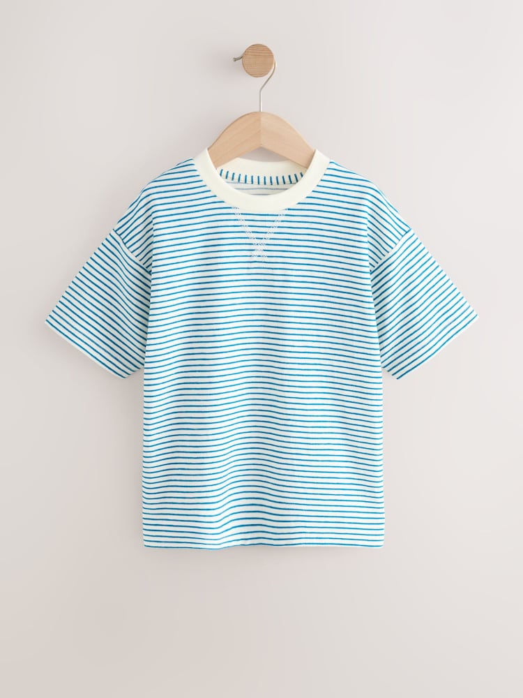 Blue/Tan/Stripe Relaxed Fit Short Sleeve T-Shirts 3 Pack (3-16yrs) - Image 2 of 7