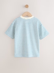 Blue/Tan/Stripe Relaxed Fit Short Sleeve T-Shirts 3 Pack (3-16yrs) - Image 5 of 7