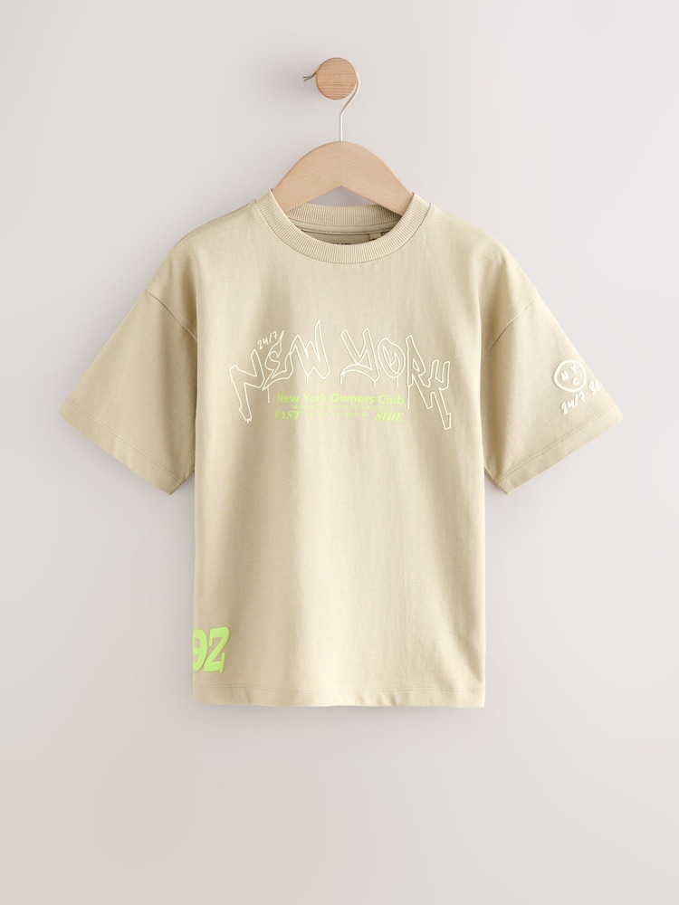 White/Stone/Camo - Relaxed Fit Graphic Print Short Sleeve T-Shirts 3 Pack (3-16yrs) - Imagen 2 de 7