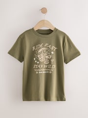 Khaki/Grey/Berry Regular Fit Graphic Print Short Sleeve T-Shirts 3 Pack (3-16yrs) - Image 4 of 7